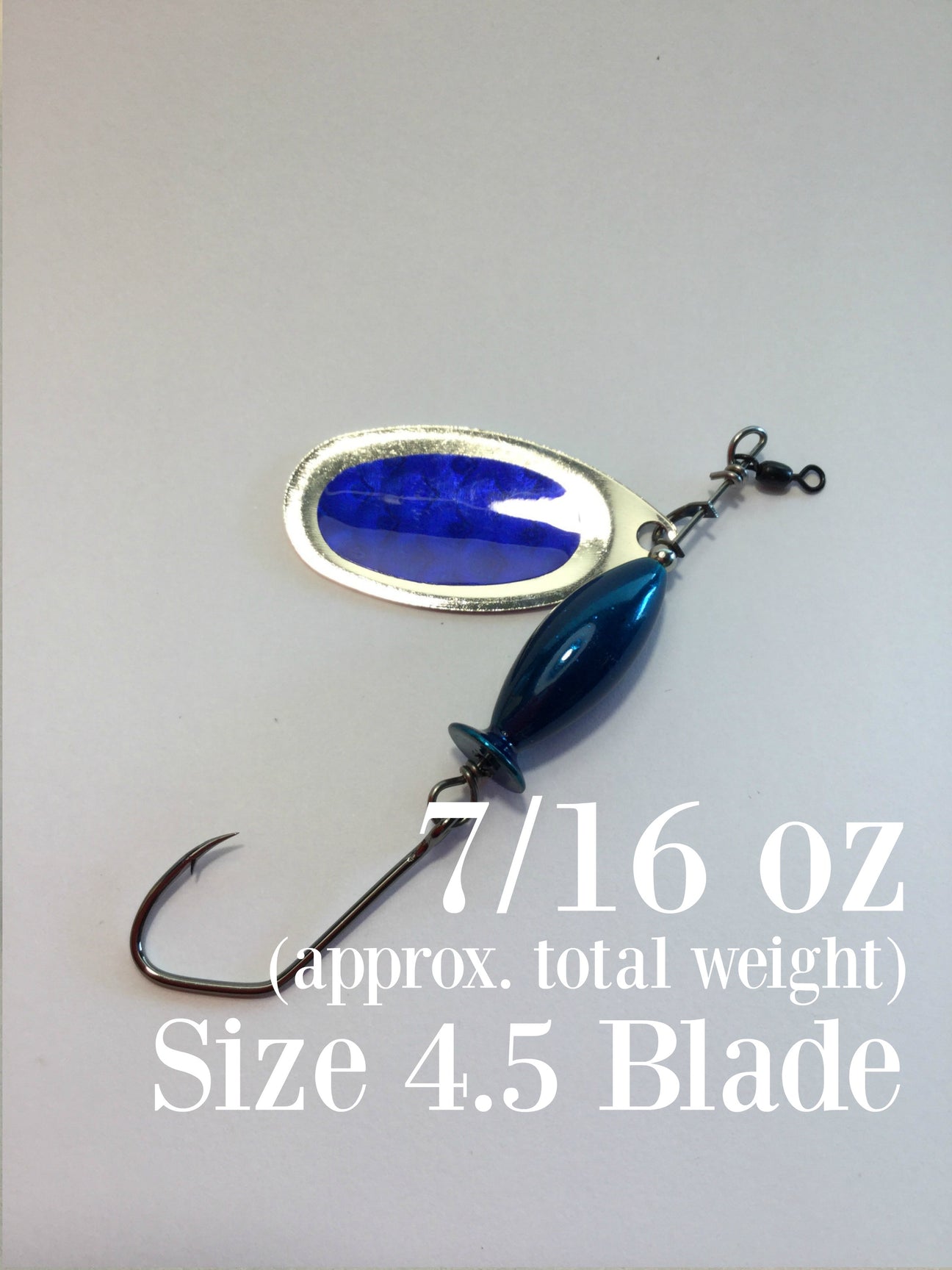 CHROME MAGNET: Blue Body, Silver Blade with Blue Flash Weighted Spinne