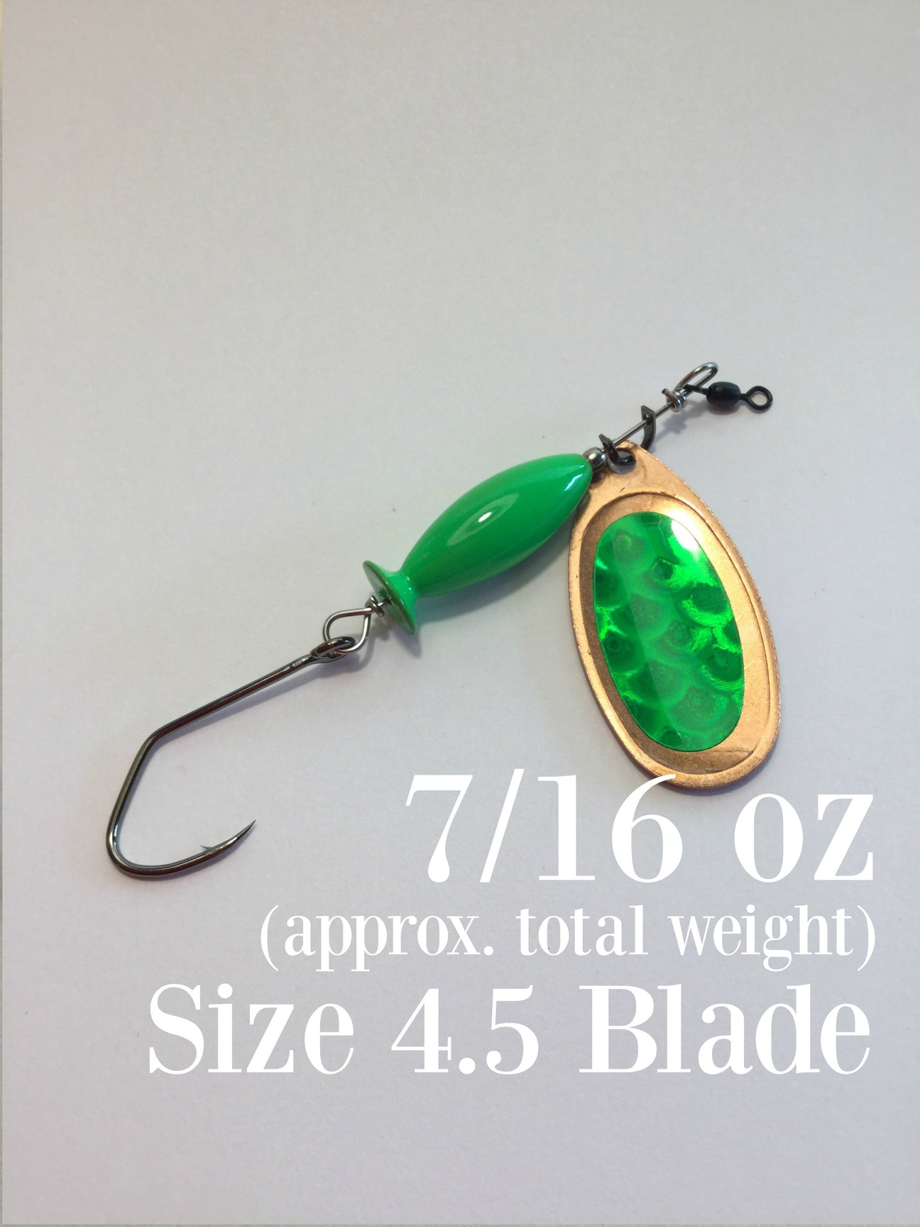 CHROME MAGNET: Green Body, Copper Blade Weighted Spinner